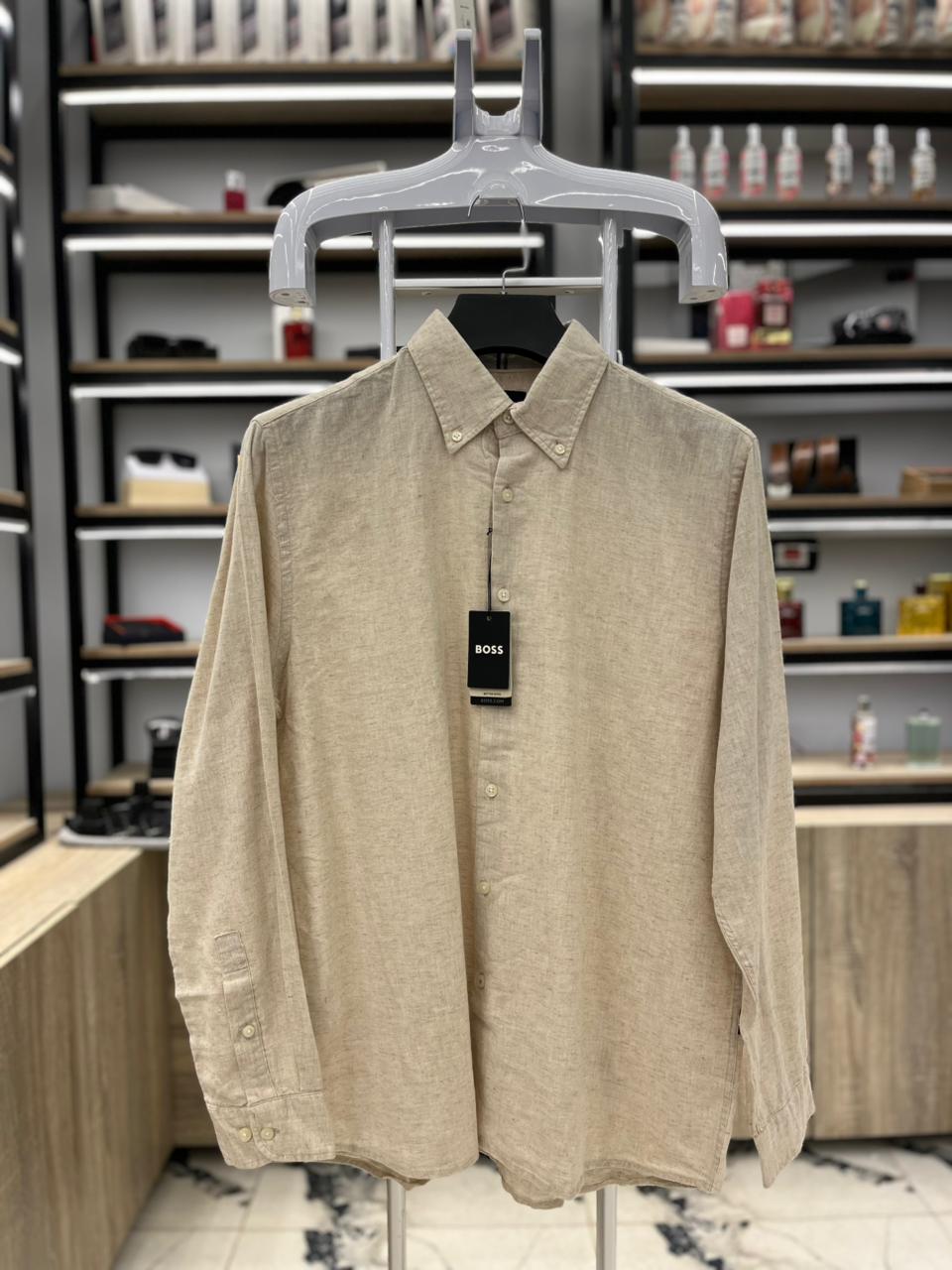 قميص BOSS كتان ساده